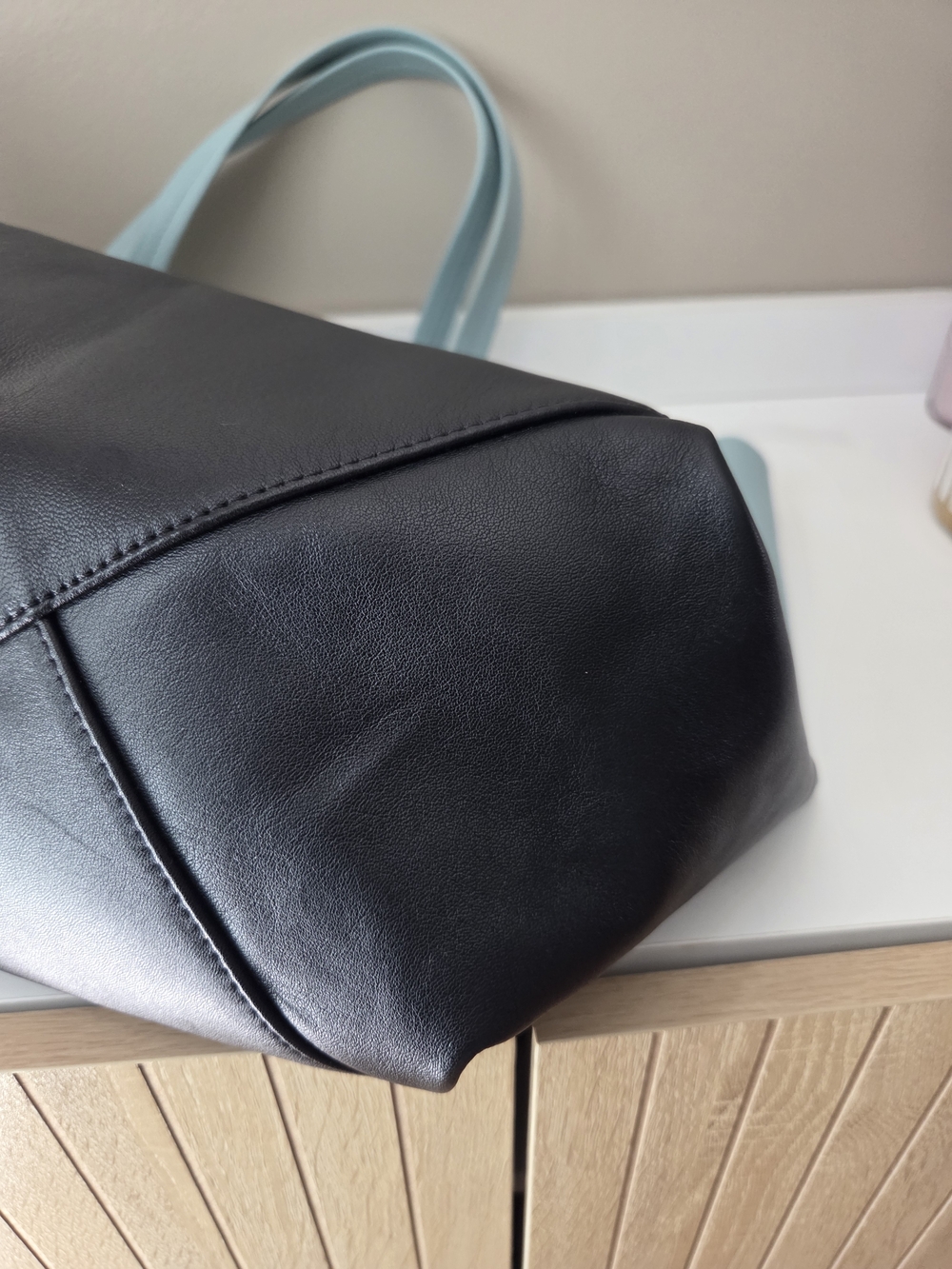 Celine Two-Tone Light Blue and Black Leather Tote - Picture 5 of 16